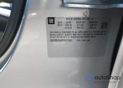 2015 Cadillac Ats Luxury z USA, uszkodzony, nr VIN 1G6AB5RA2F0101561